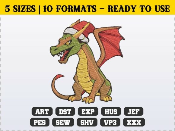 Fantasy Dragon with Santa Hat: A Festive Design Review
