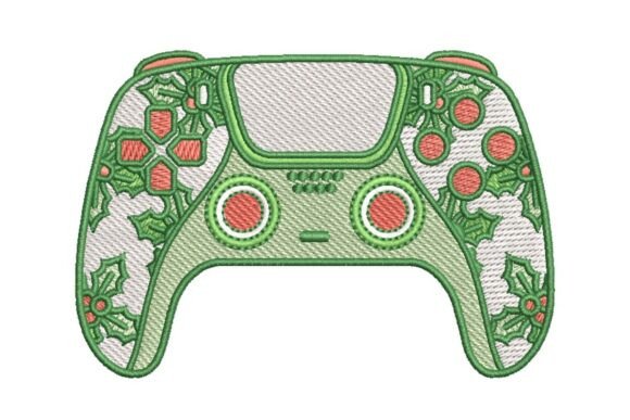 Festive Holly Gaming Controller Embroidery Design