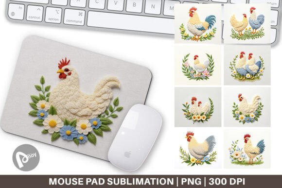 Mouse Pad Chicken Embroidery for Apparel Design