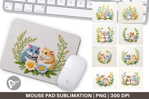 Mouse Pad Hamster Embroidery for Apparel Design