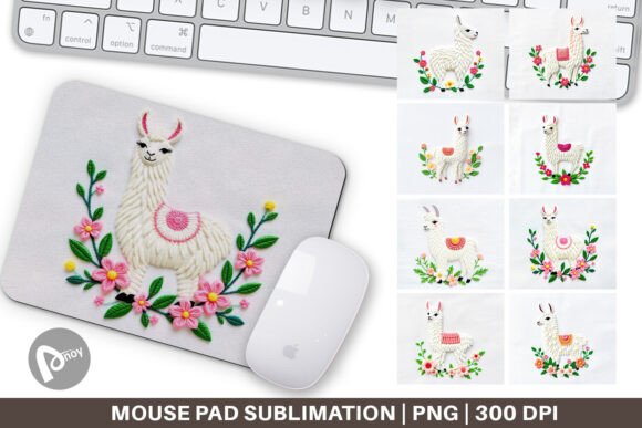 Mouse Pad Llama Embroidery for Boutique Apparel
