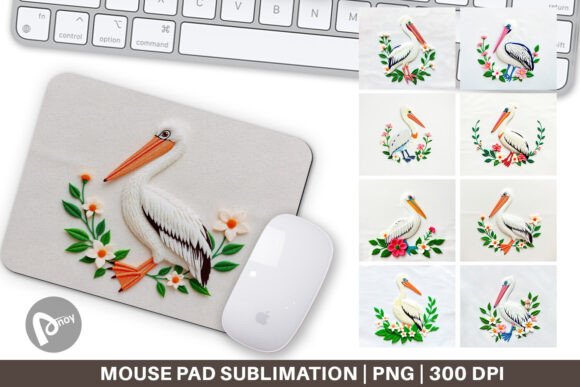 Mouse Pad Pelican Embroidery for Apparel Design